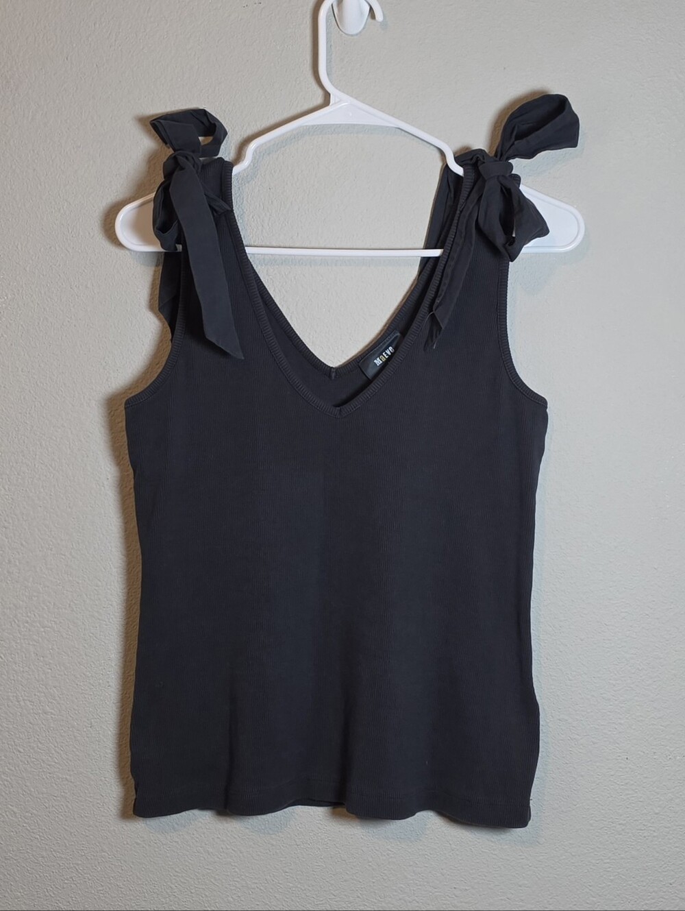 Maeve By Anthropologie Charcoal Gray Bowtie Tank Size M Coquette Luxe - Picture 3 of 7